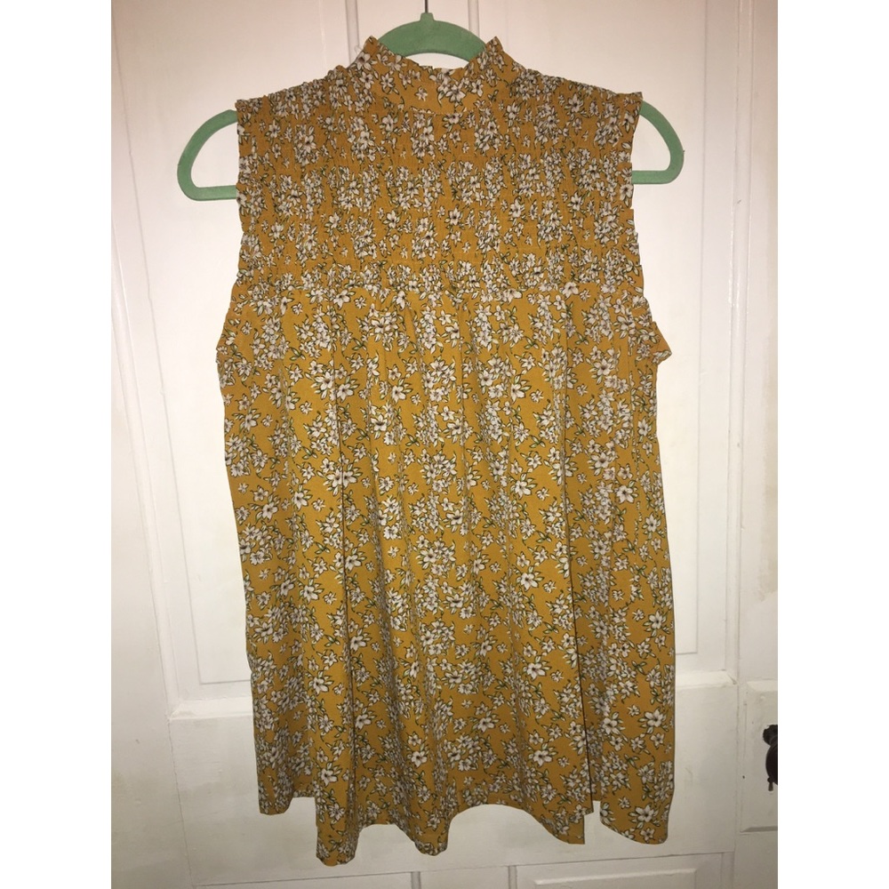 Mustard yellow smocked boutique blouse SIZE S